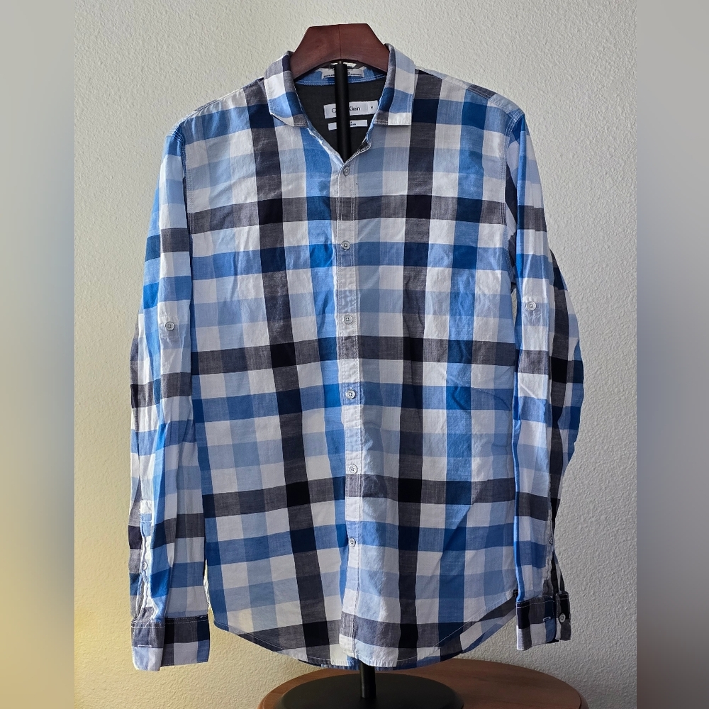 Calvin Klein Plaid Long Sleeve Button Down Shirt Medium